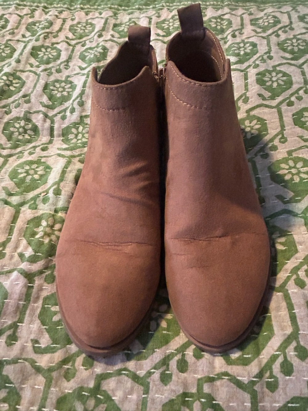 Time and Tru Chestnut Suede-Look Ankle Heeled Boots
